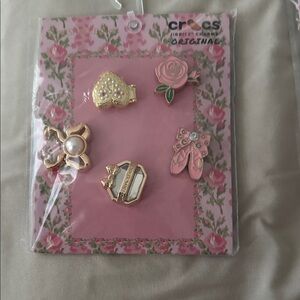 Loveshack fancy CROCS Pink & Gold Ballet Charm Jibbitz Set